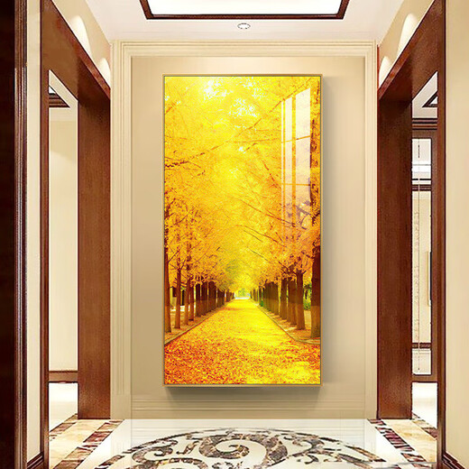 Mudianxing light luxury modern entrance entrance entrance decoration painting at the end of the corridor, Golden Avenue hanging paintings, high-end sense of entrance entrance entrance entrance corridor mural 15686-2 60*120cm pearl black frame crystal porcelain inlaid diamonds