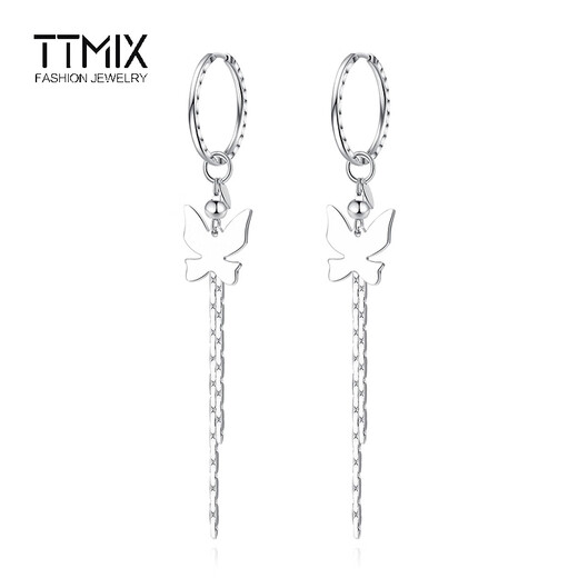 TTMIX platinum earrings for women platinum pt950 tassel butterfly earrings temperament long earrings for girlfriend weight 3.5-3.7g