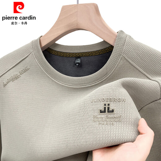 T-shirt à manches longues Pierre Cardin Brand Round à manches longues pour hommes Hiver Plus Velvet Sweat Waffle Sweat-shirt décontracté pour la peau et la chemise de base T long 6627 Brick Red 165 / M90-120Jin [Jin est égal à 0,5 kg]