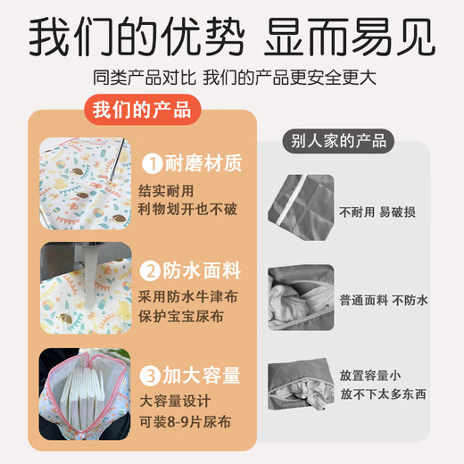 YWZR尿不湿收纳袋婴儿专用宝宝外出便携防水大容量尿片纸尿裤分装袋 B款长颈鹿款