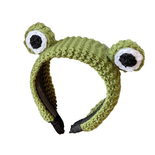 Haiyi Duo Big Eyes Frog Headband Girls Winter Cute Funny Wool Knitted Hairpin Baby Anti-Slip Hair Pressure Headband 10003B Green