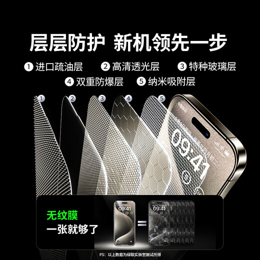 Green Link [explosionssicherer und musterfreier Film] Geeignet für iPhone 15 Promax Tempered Film Apple 15 Promax Mobile Film HD Full Cover Anti-Fingerabdruck Anti-Fall-Fall-Film No-Down Silver Second Film