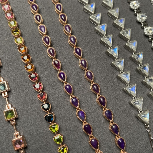 Tanzanite Bracelet Natural Colored Jewel Tourmaline Tanzanite Translucent Blue Moonlight Blue Ruby Emerald Hotan Jade Silver Hotan Jade Multi-Bao Bracelet Random