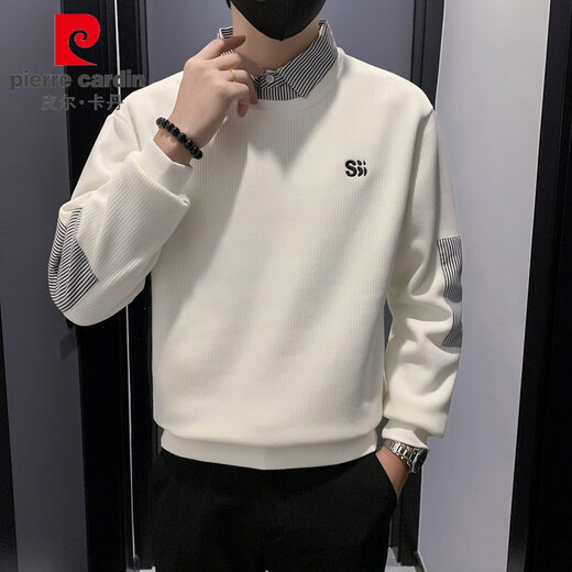
Pierre cardin fake two-piece sweatshirt men's spring and autumn style puffing socket men's 2025 new high-end long-sleeved Maillard top 1391 black style regular XL recommended 145Jin [Jin equals 0.5 kg]