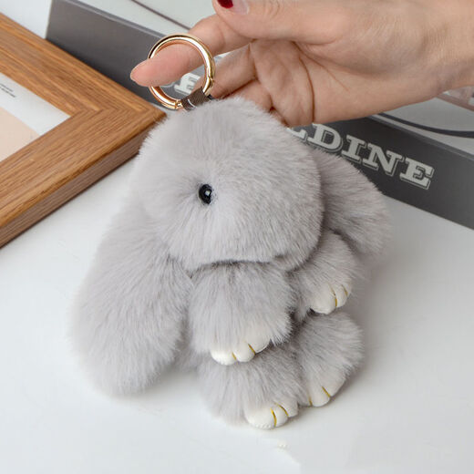 Schoolbag hanging chain women's clothing dead rabbit key chain female cute internet celebrity Korean version student schoolbag hanging bag hanging decoration couple small gift brown [pretending to be dead rabbit]
