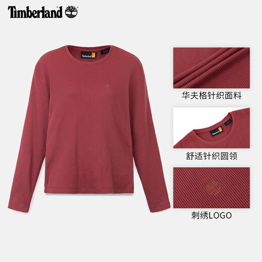 T-shirt à manches longues pour femmes officielles de Timberland 24 Automne et hiver Nouveau extérieur confortable confortable A6187 A6187EFU / Sauce Red XS