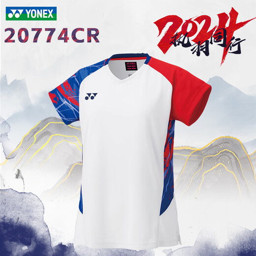 YONEX尤尼克斯2024年国家队大赛套装羽毛球服 男女款VC速干透气舒适 女款大赛短袖-20774CR-水晶红688 2XL