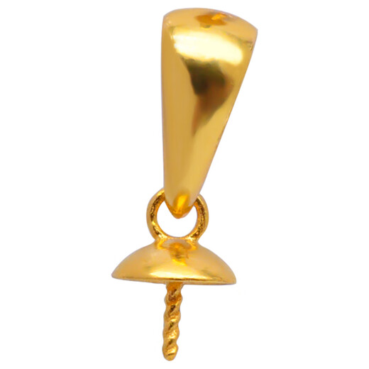 Yuyao 18k gold buckle head large pearl accessories pendant thickened version beeswax half hole round bead empty support DIY gold support thick gold regular version - thickened - half hole buckle head - 18k gold