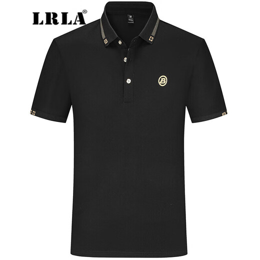 LRLA潮牌刺绣短袖polo衫男士修身夏季薄新款商务休闲翻领半袖t恤上衣 681烟灰色 XL