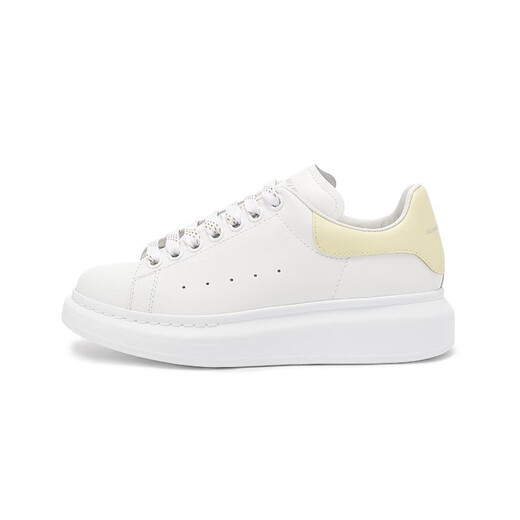 亚历山大麦昆（Alexander McQueen）新品 女士阔型系带厚底休闲运动鞋小白鞋情侣款礼物女 718139 WHGP5 3523 白色浅黄色尾 34
