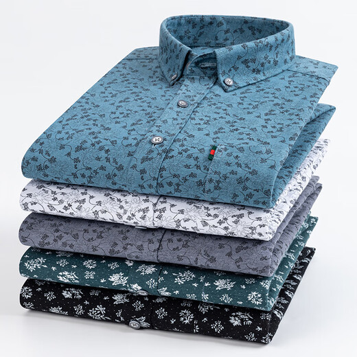 
Yunting 100% pure cotton floral long-sleeved shirt men's free-iron fashion printed casual shirt daily single top coat 686-01 white print 44 [Suggested 175-190Jin [Jin equals 0.5 kg]]