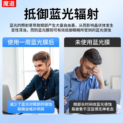 魔道 防反光电脑屏幕膜笔记本贴膜磨砂防阳光抗蓝光台式显示器保护膜防辐射防眩光惠普戴尔联想屏保 磨砂防反光防蓝光--静电吸附 31.5英寸16:9(698*392mm)