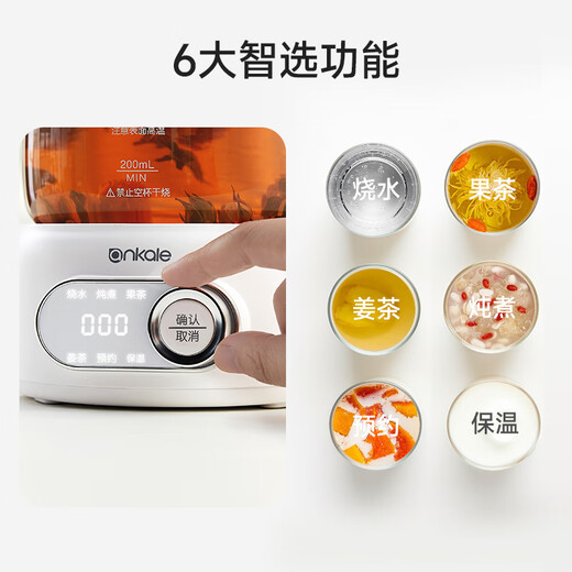 Ankale health pot 1L all-glass body thermostatic pot 0 coating 0 glue office fully automatic multi-function teapot flower teapot kettle comes with filter AJL-YS15