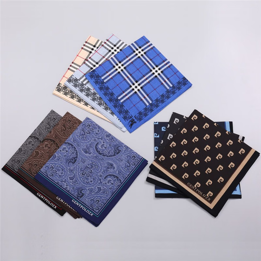 Zeluo 43cm Herren reines Baumwollgedruckte kariertes Taschentuch Sommer Dünnes Taschentuch Vintage Nostalgic Baumwollweiche Quadratschalbeschuss Zi Rui-no. 1 [3 Packs]