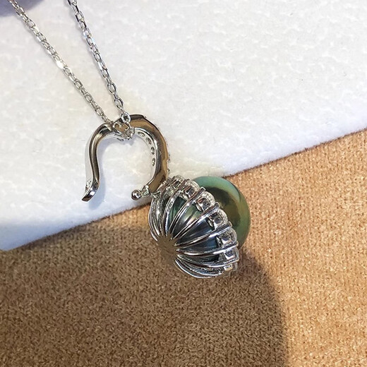 Nanxi Tahitian black pearl pendant single detachable two-wear model for women with sunflower seawater pearl necklace gift 9-10mm almost flawless + silver chain black and green series