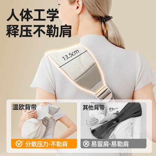 煦凛日本婴儿背带前抱式0-3-6-36个月横抱式背带多功能四季通用简易 【莫奈灰-减压款】
