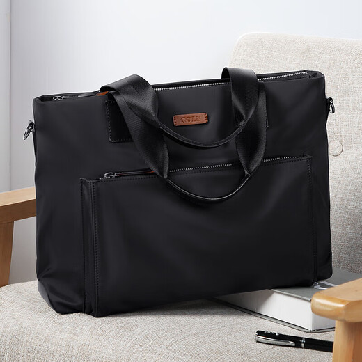 Golf GOLF business briefcase men's large-capacity handbag men's 15-inch laptop bag lightweight casual shoulder crossbody bag horizontal briefcase 5I768317J black