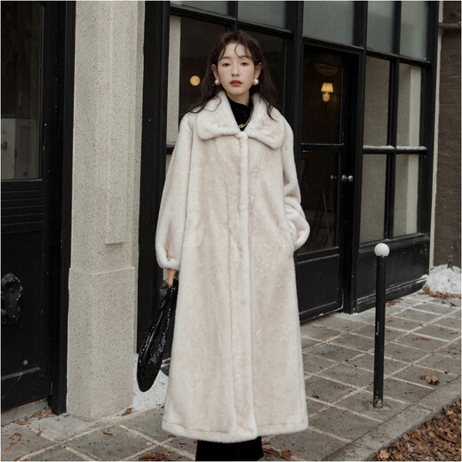 Abrigo de piel de visón para mujer de la marca Tafu invierno 2025 nuevo abrigo de visón entero de terciopelo importado delgado blanco nieve-110 longitud 160/84A(M) recomendado 44-65 kg