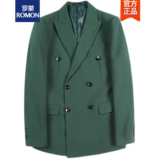Romon (Romon) Blazer décontracté à double boutonnage pour hommes Slim Fit et Trendy Style British Men Single Western Professional Suit Top X829 Suit Jacket Black S