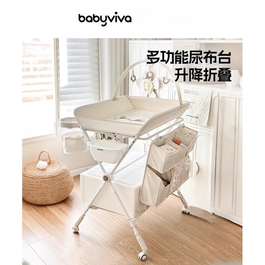 mesa de pañales babyviva mesa de cuidado del bebé elevación plegable móvil móvil móvil pañales de cambio de bebé combinación recién nacida