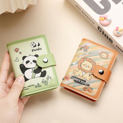 MAIWEINI super cute certificate card bag for women 2025 new ultra-thin multi-card card set multi-layer niche cute cute card animation Huahua Panda [20 card positions + 2 certificate positions]