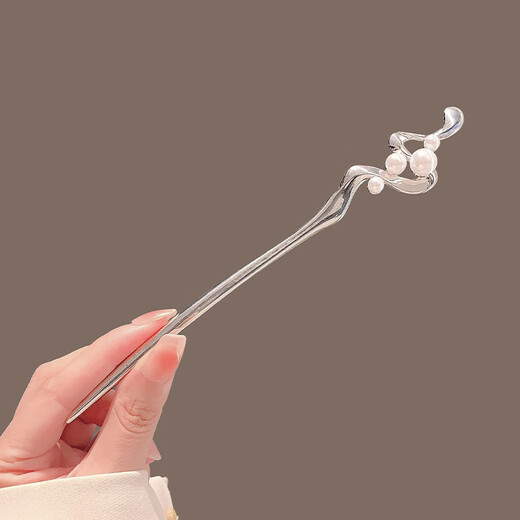 Su Shiliu's new Chinese-style pearl hairpin with cool feeling for women, high-end metal plate hairpin hair accessories, birthday gift for girlfriend and wife, cool-looking pearl hairpin + gift box