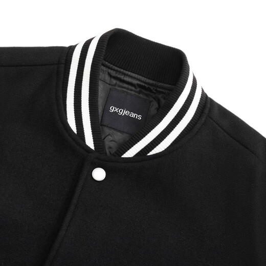 gxg.jeans Herrenkleidung 2024 Winter neuer Stil grauer Wolle Baseball Uniform Wolljacke Männer Schwarz S 165
