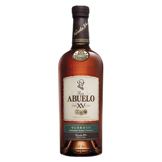 老爷爷（Ron Abuelo）【原瓶进口】巴拿马桶陈朗姆酒洋酒 老爷爷15年雪莉桶朗姆酒 200mL