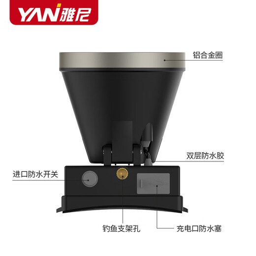 雅尼（YANI） 736F头灯强光充电超亮头戴式手电筒锂电超长续航户外照明led矿灯 736F黄光平面激光T90光源-远射炮