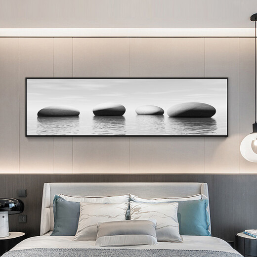 Yijlj Moderne und einfache Schlafzimmer Dekoration Gemälde, Landschaft am Meer, Nachteile, warme Hintergrund Wandhänge Gemälde, leichte luxuriöse nordische Wandbilder, A-9713 120*30 + Öl Canvas Bild + Aluminiumlegierung schwarzer Rahmen