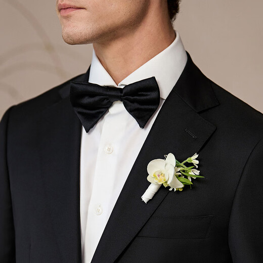 Guillaume de Mons Aojia suit suit men's pure wool business formal wear summer groom wedding dress black suit men's jacket black top + trousers 46