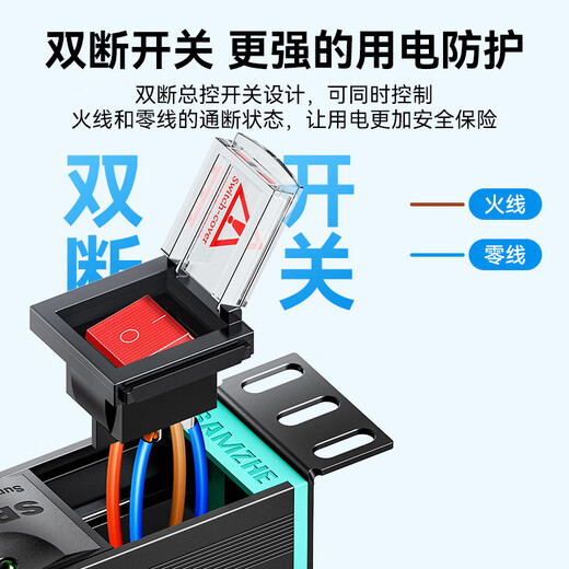 Shanze PDU desktop gaming cabinet, lightning protection socket, plug strip/row strip/strip board/wiring board/pull cord board/long socket, 8-bit total control line length 1.8 meters SZ-PDU06