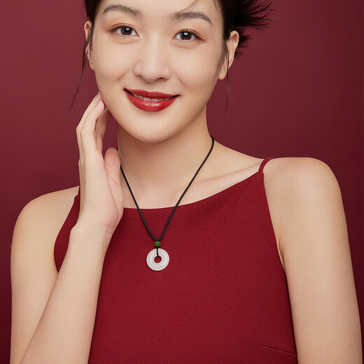 Saturday Blessing Hetian Jade Pendant Peace Buckle Jade Pendant Jade Pendant Birthday Gift Y049882 Black Rope New Year Gift