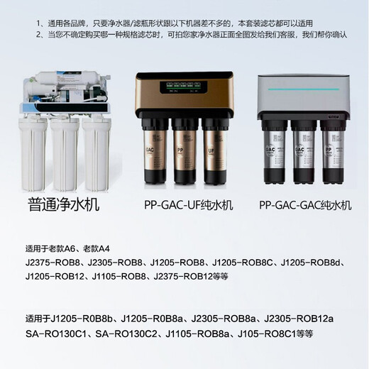 
Three-overflow water-supply water-purifier filter element A4 A6 complete set of five-level universal J2305-ROB8 J1205 J1105 accessories Three-overflow water-supply filter element Full set of five-level (PP+GAC particle carbon + UF+RO+T33)