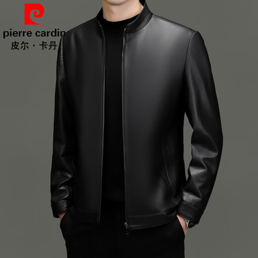 皮尔卡丹（pierre cardin）皮衣男绵羊皮外套春秋立领皮夹克中青年潮流机车服高档绵羊皮外套