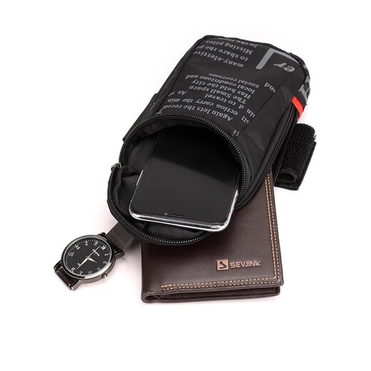 GPHF Japanese outdoor running arm bag for men and women sports morning running fitness mobile phone arm bag thin wrist bag mobile phone bag black