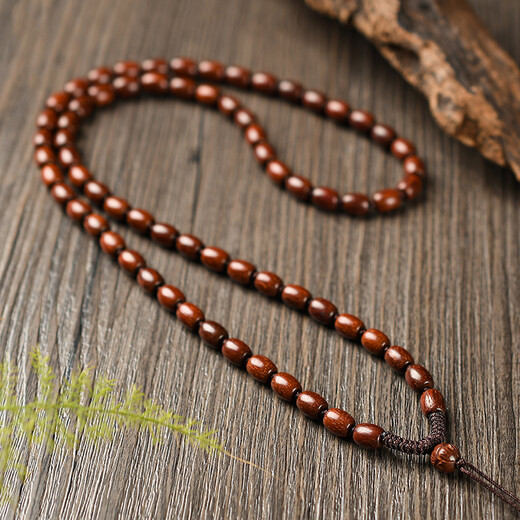Mengyi small leaf rosewood pendant lanyard Passepartout bead chain jade pendant jade necklace rope rosewood necklace bead diameter about 8mm circumference about 70cm