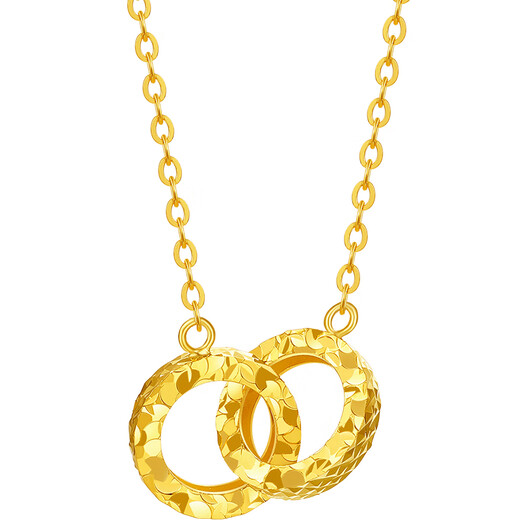 Saturday Lucky Yellow 18K Gold Necklace Interlocking Color Gold Necklace Birthday Gift C0613576 40+5cm
