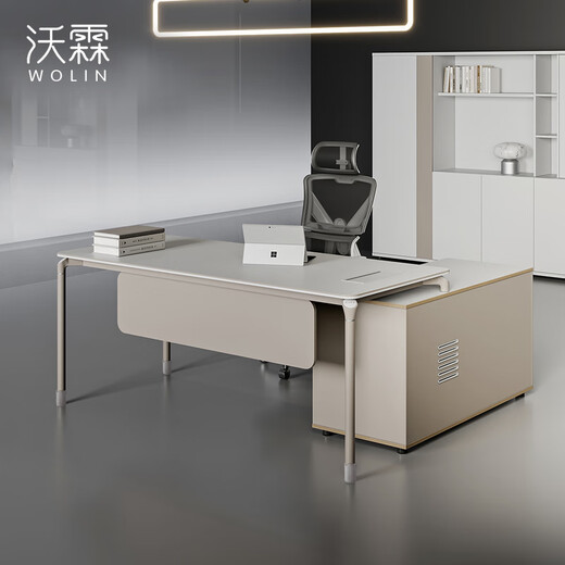 Wolin Office Furniture Boss Desk Simple Desk Modern Single General Manager Light Luxury Computer Table and Chair Combination 1.6 Meter Boss Desk Left and Right Interchangeable Regular