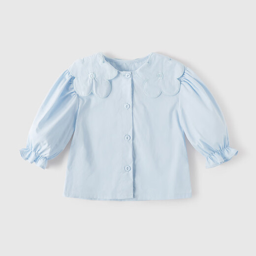 JELLYBABY Sweet and Versatile Autumn Girls' Shirts Solid Color Lapel Good Matching Tops Children's Babydoll Shirts Long Sleeve Shirts