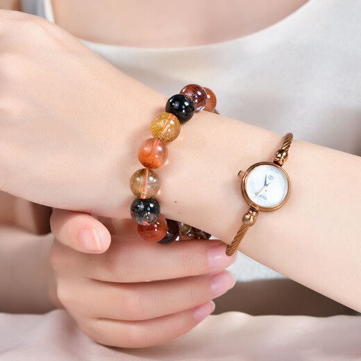 Eternal symbol collection grade Brazilian old mine color hair crystal bracelet 7A crystal bracelet Valentine's Day birthday gift high-end collection grade color hair crystal 11mm + national inspection certificate