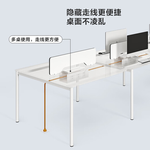Lin's Home Simple Office Computer Desk Desktop Double Office Workbench Lin's Wood Industry LH880 [Warm White] Two-person Staff Table