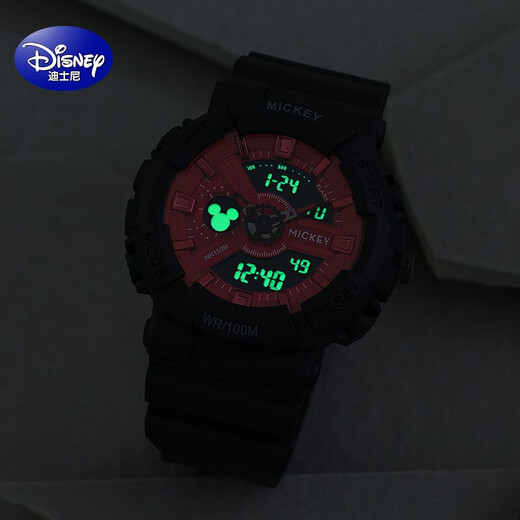 Disney Disney Sports Electronic Watch Girls Junior High School High School Grundschule Kinder leuchtend wasserdichte Uhrengeschenk Klavier Schwarz [Big Model] 15052b