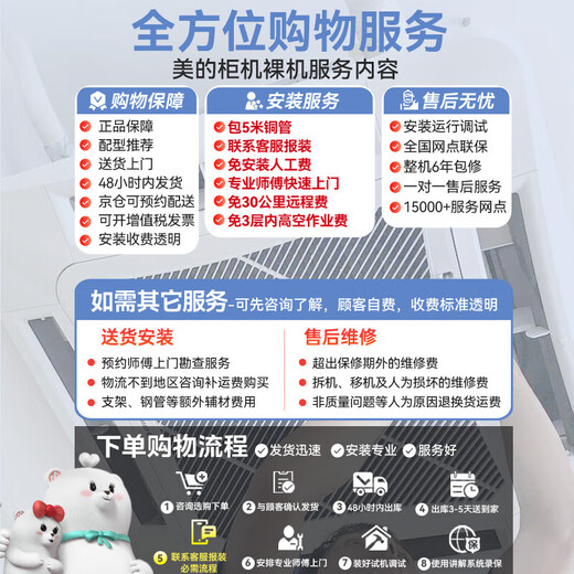 Midea Central Air Conditioning 5 HP Cabinet Air Conditioner Commercial Cabinet Vertical First Class Energy Efficiency Cooling and Heating Frequency Converter 380V RFD-120LW/BSDN8Y-PA401(1)A package 5 meters copper pipe 5 HP First Class Energy Efficiency Support special invoicing/public/price change