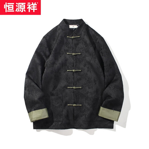 恒源祥新中式唐装男中国风秋冬季长袖茄克复古盘扣汉服宽松大码男士外套 Y757粉色 L码推荐120-135斤