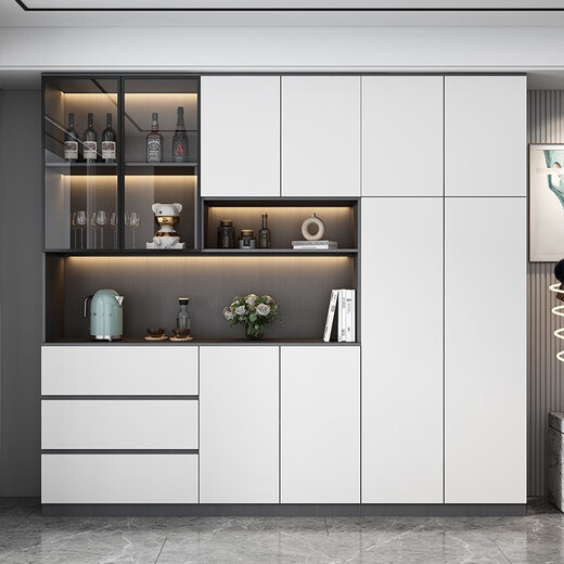 Muxituo Sideboard Light Luxury Modern Simple Living Room Storage Cabinet Cupboard Kitchen Storage Cabinet Wine Cabinet Home Tea Cabinet Style 7 200*40*220 Comes with Sensor Light