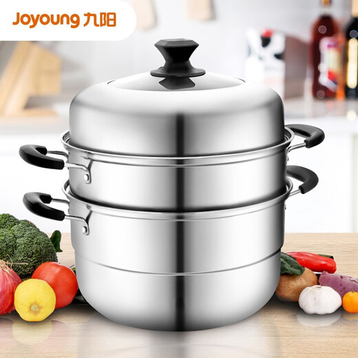 Joyoung steamer three-layer steamer composite bottom stainless steel soup pot household steamed buns high arch cover 32cm ZGH3201