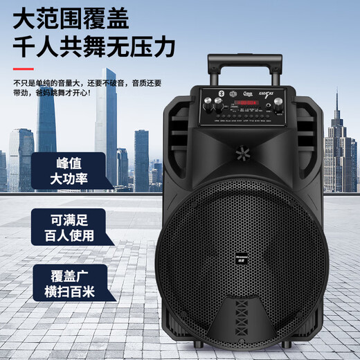 Newman N509 Square Dance Audio Mobile Home Outdoor Karaoke Bluetooth Speaker Trolley Portable Heavy Bass Large Volume Super Long Life Dual Microphone 15 Inch