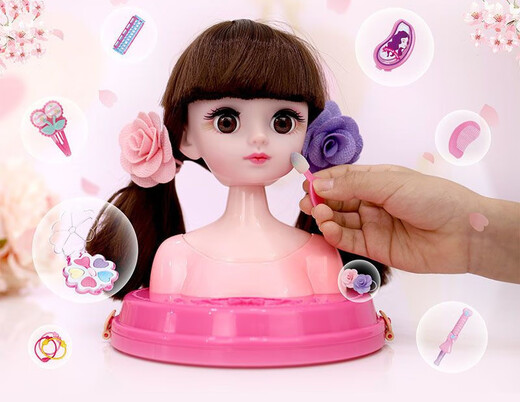Girls toys children's house play cosmetics hair comb hair doll set Princess house play cosmetics [color box] black hair + necklace + makeup box