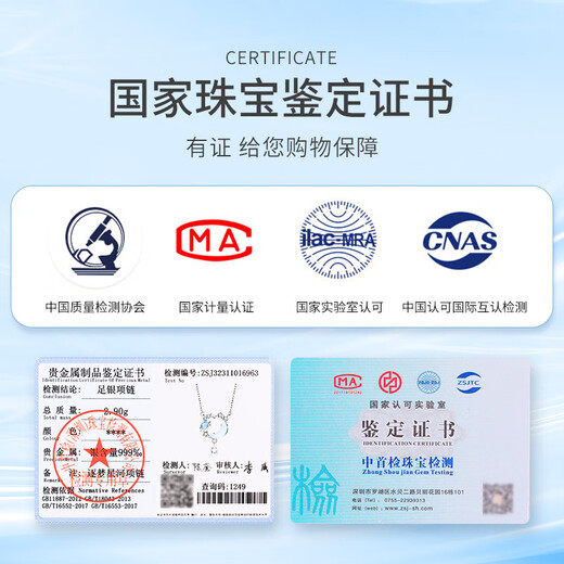 AIF Zhumeng Xinghe sterling silver 999 pure silver necklace women's light luxury birthday Valentine's Day birthday gift for girlfriend and wife Zhumeng Xinghe Necklace/Shipping from Qicang